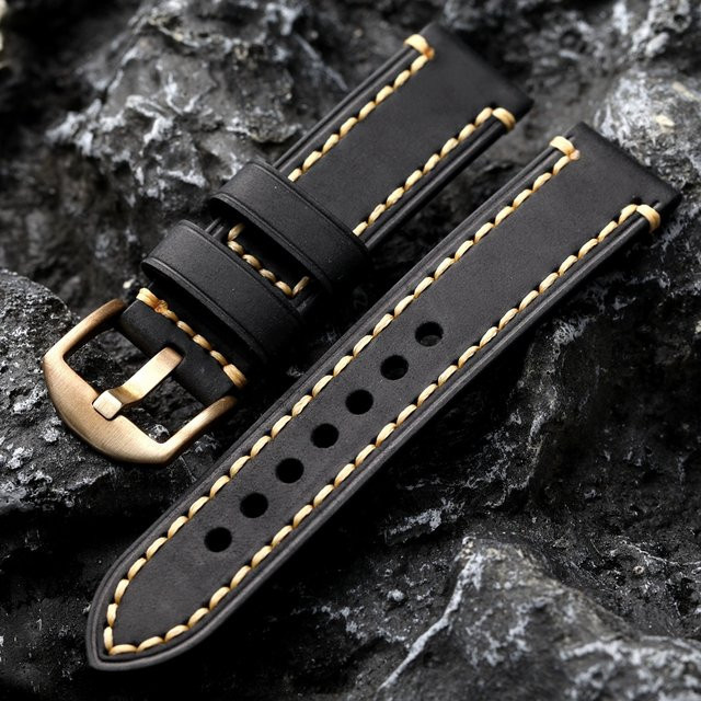 Raystray Armband, Leder, Schwarz, Bronze, Herren - Bild 1