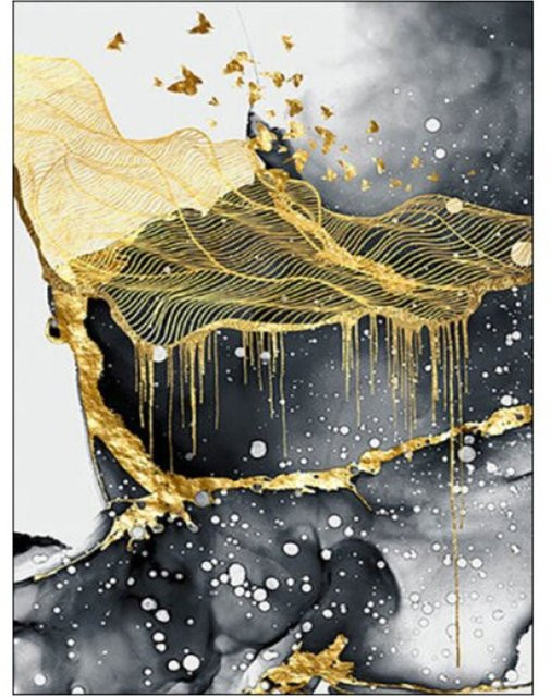 TPFLiving Gold Luxus Poster Leinwand Abstract Modern in Gold, Weiß, Schwarz und Multicolour, B/H: 40 x 60 cm - Bild 1