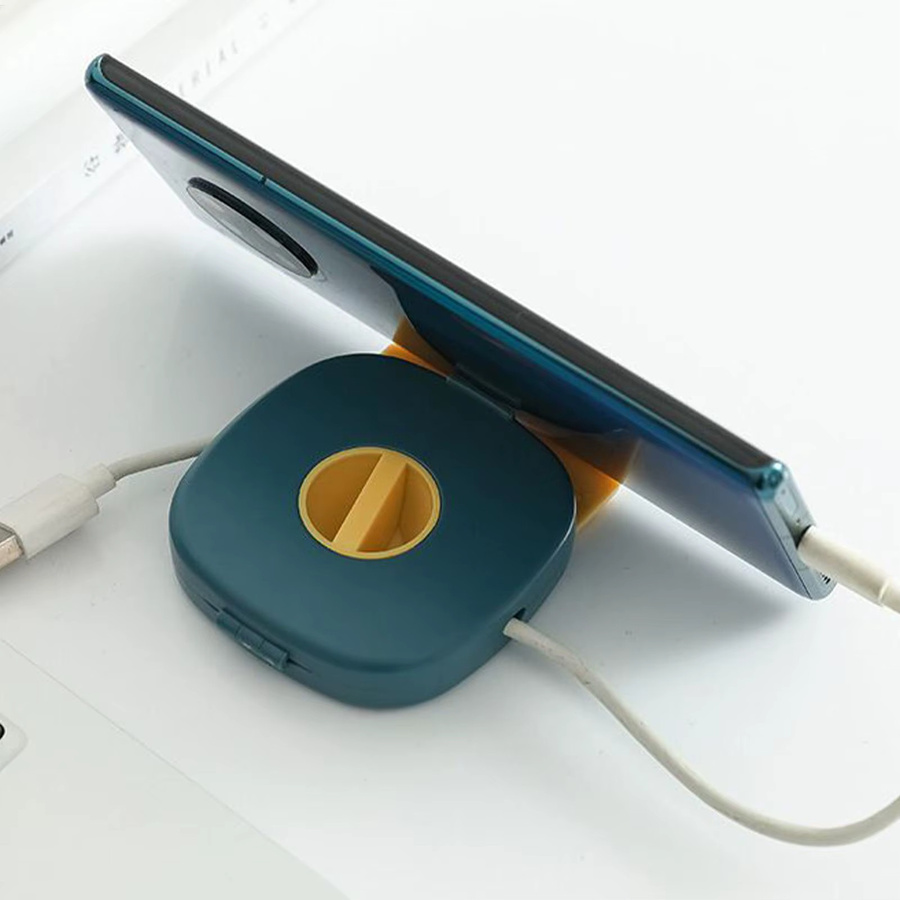 2-in-1 Kabel-Organizer mit Telefonständer und Kabelhalter für Ladegeräte, USB und Kopfhörer für Schreibtisch und Reisen - Bild 3