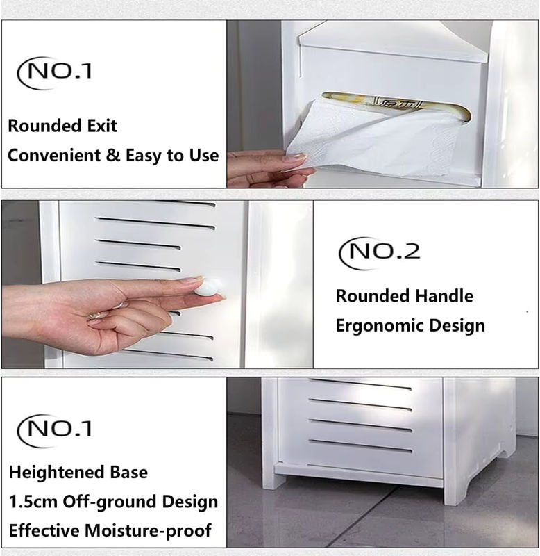 DayPlus Badezimmer Hochschrank mit 3 Ebenen als schlankes Regal für WC und Bad zur Aufbewahrung - Bild 4