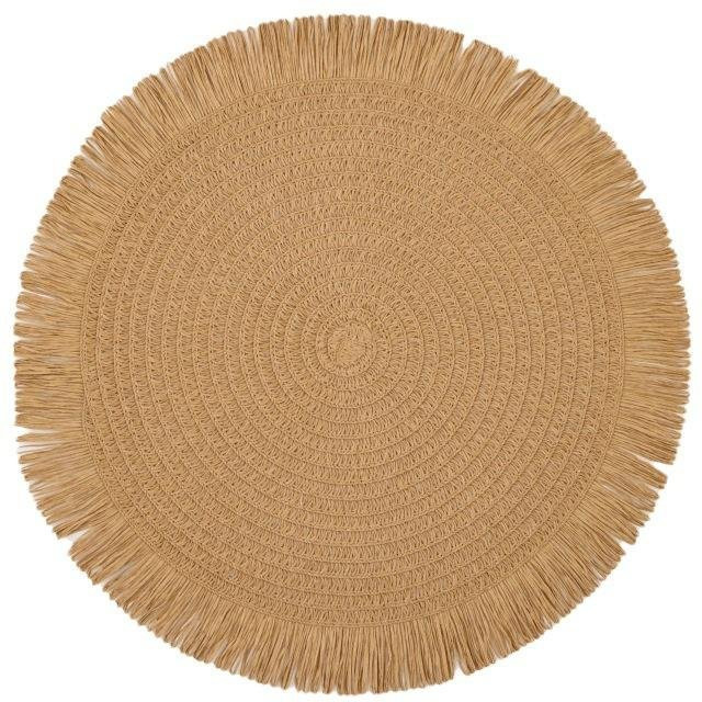 Rundes Tischset aus Leinen in Hellbraun im modernen Western-Stil - Bild 1