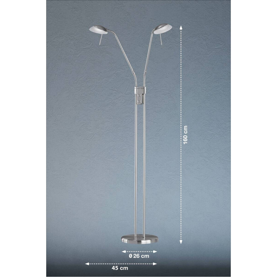 Fischer & Honsel LED-Stehleuchte Pool TW in Nickel matt mit alabasterfarbenem Glas, dimmbar, Höhe: 160 cm, Durchmesser: 26 cm - Bild 3
