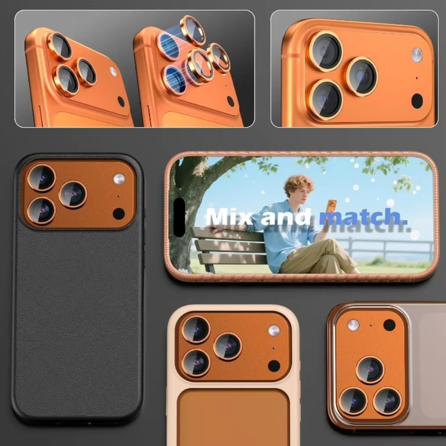 NNBILI 9-teiliges Kameralinsen-Schutzset aus gehärtetem Glas für iPhone 17 16 15 14 13 12 Pro Max in Orange - Bild 4