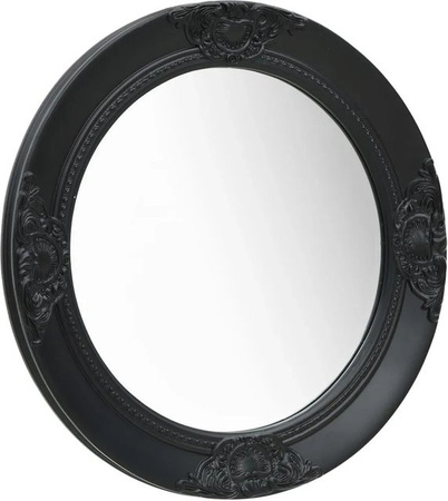 vidaXL Wandspiegel im Barock-Stil in Schwarz, Rund, Durchmesser: 50 cm