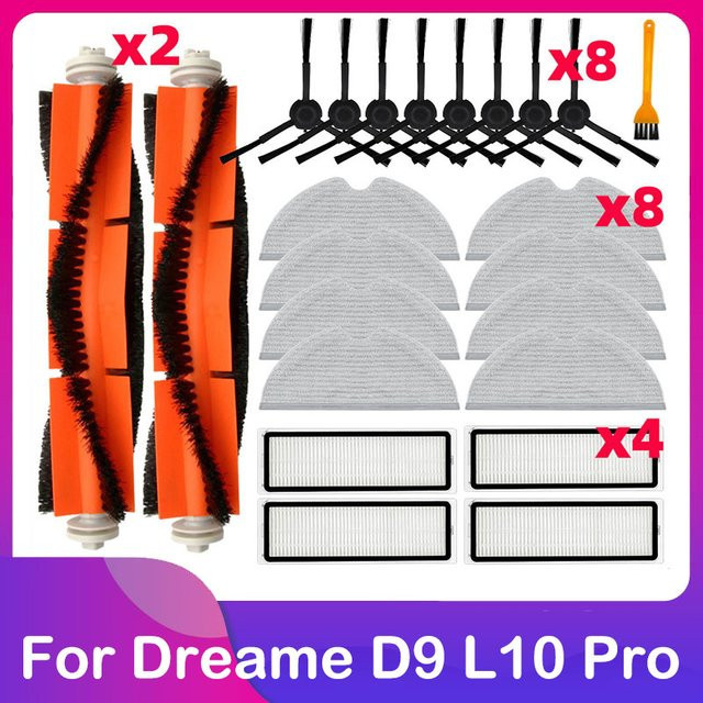 Dreame Saugroboter Zubehör Set mit Seitenbürste, Mopp, Wassertank, Filter und Staubbox in Weiß für D9, D9 Max, L10 Pro und Trouver LDS Finder - Bild 1