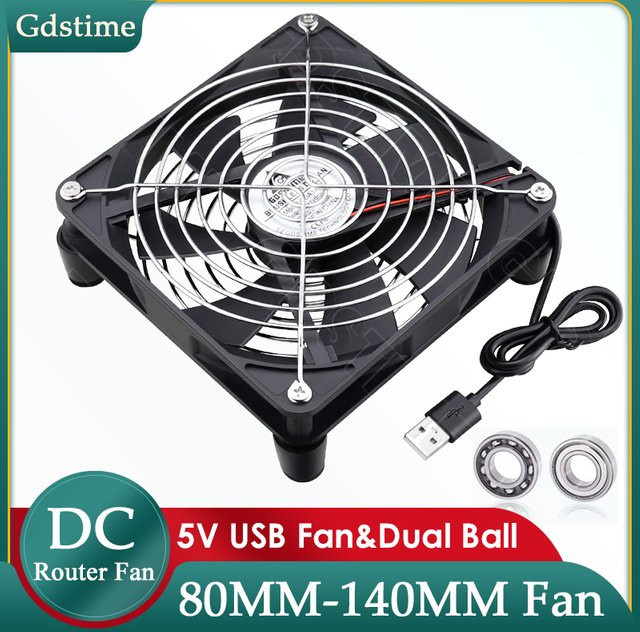 Gdstime USB-Lüfter Schwarz 5V tragbarer Luftkühler für Xbox, PlayStation, Router und TV-Receiver - Bild 1