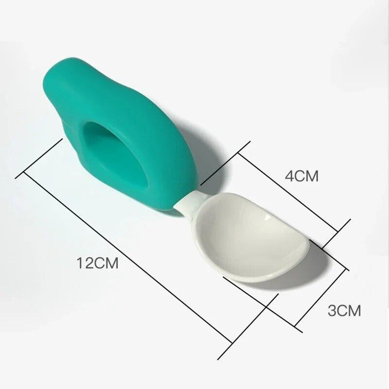 ouyaohong Besteckset für Babys aus Kunststoff in Grün mit ergonomischem Löffel und Gabel - Bild 2