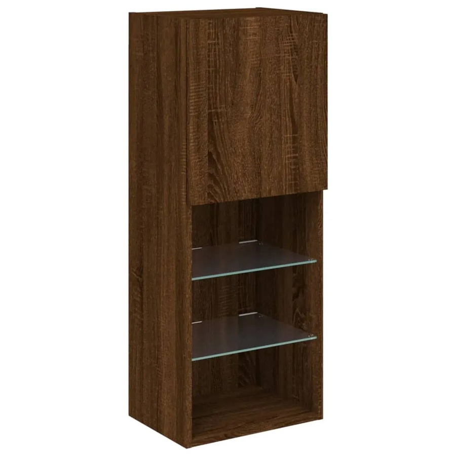 vidaXL TV-Schrank mit LED-Leuchten in Braun Eichen-Optik, B/T/H: 40,5 x 30 x 102 cm - Bild 2