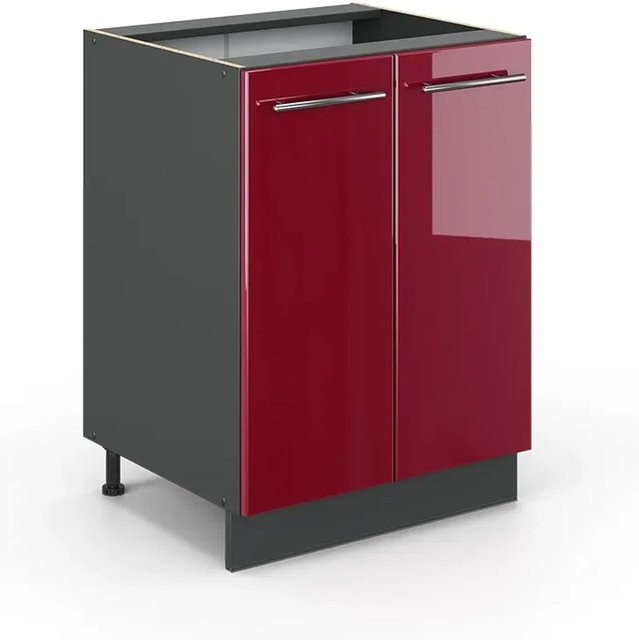 Vicco Küchenunterschrank Fame-Line Bordeaux Hochglanz Anthrazit mit Softclose Scharnieren Breite: 60 cm, Höhe: 82 cm, Tiefe: 51,6 cm - Bild 2