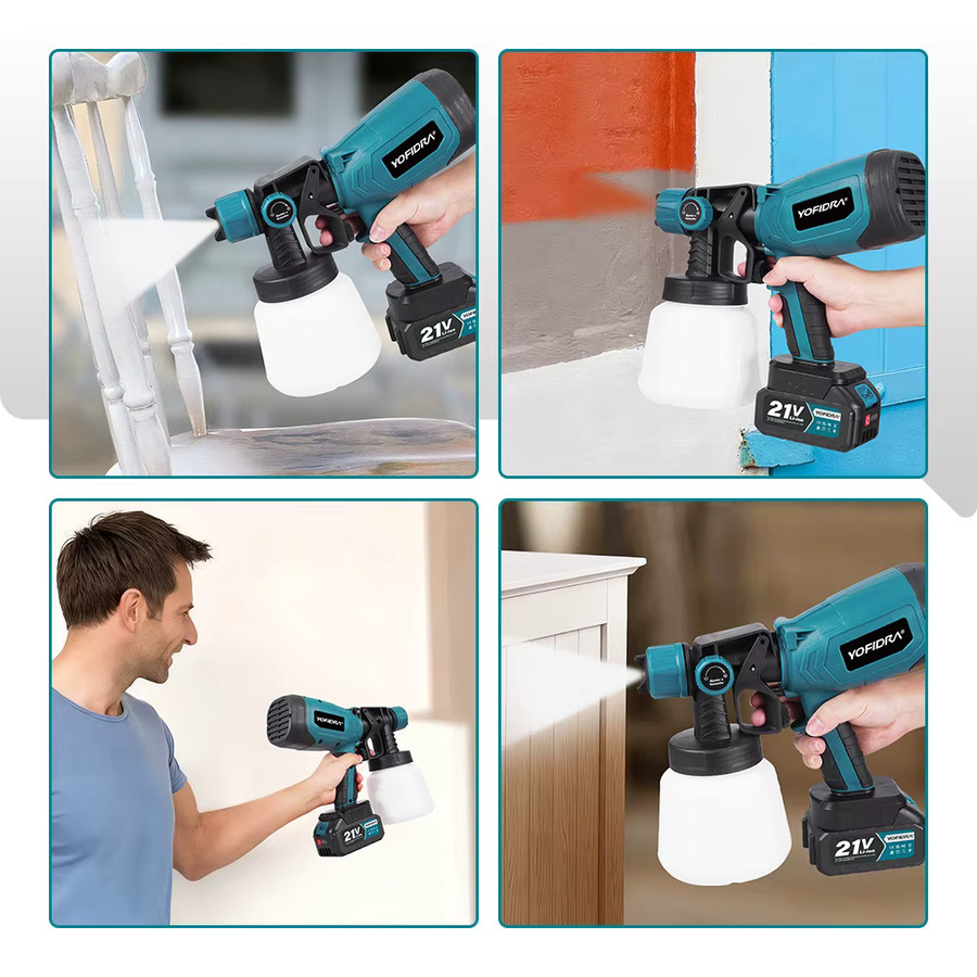 YOFIDRA Elektrische Spritzpistole HVLP, kabelloser Farbsprüher mit 1000 ml Fassungsvermögen, kompatibel mit Makita-Akkus für Auto, Möbel und Stahlbeschichtungen - Bild 6