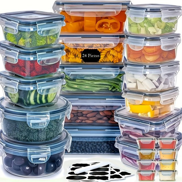 48-teiliges Lebensmittel-Aufbewahrungsbox-Set aus transparentem Kunststoff mit Snap-Lid-Deckeln zur versiegelten Aufbewahrung von Lebensmitteln - Bild 1