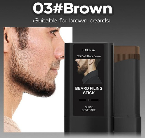 Global Beauty Bartstift für Herren mit Bürste, 20g, Dark Black Brown
