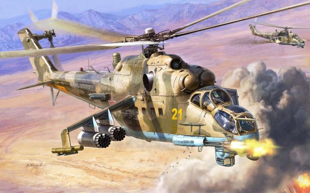 Zvezda MIL MI-24P Russ. Attack Helicopter, Modell, 1:48 - Bild 1