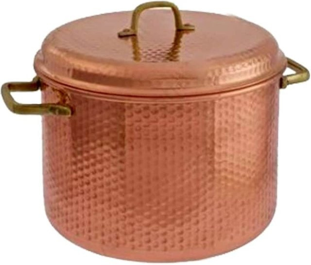 Ich-Zapfe Kupfertopf gehämmert mit Messinggriffen, Gold/Orange, Durchmesser: 24 cm - Bild 1