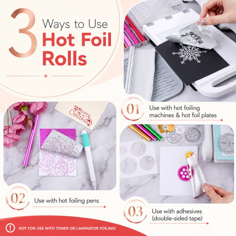 12 Stück Heißfolienrollen in Multicolour, wärmeaktiviertes Thermofolienpapier für DIY Scrapbooking und Heißfolienmaschinensysteme - Bild 4