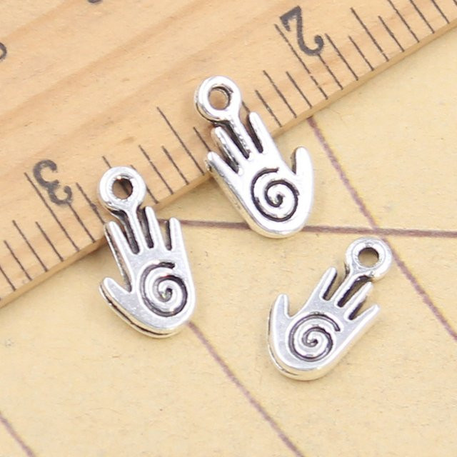 YOUNGISMONEY Charms Spiralschraube Handhelix, Messing, Tibetsilber Farbe, Unisex - Bild 1
