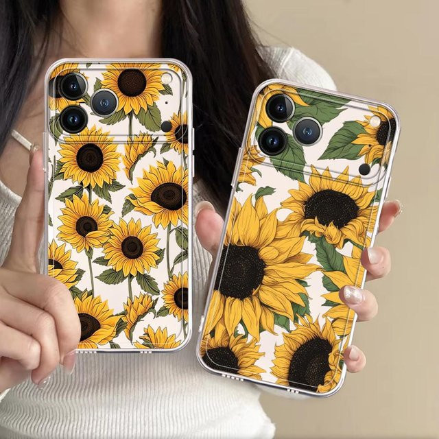 Transparente Handyhülle mit Sonnenblumenmuster für Apple iPhone Modelle - Bild 1