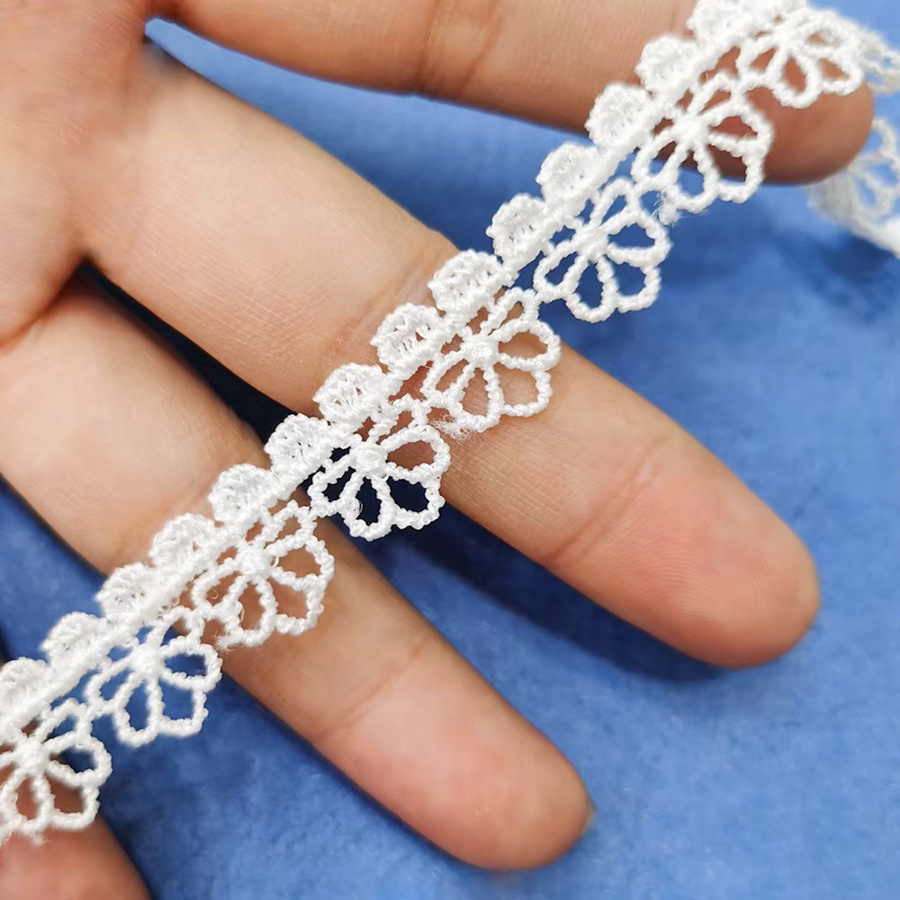 Blumen Spitzenband aus Polyester mit Stickerei für Näharbeiten und Dekoration, Weiß, Länge: 3 m - Bild 3
