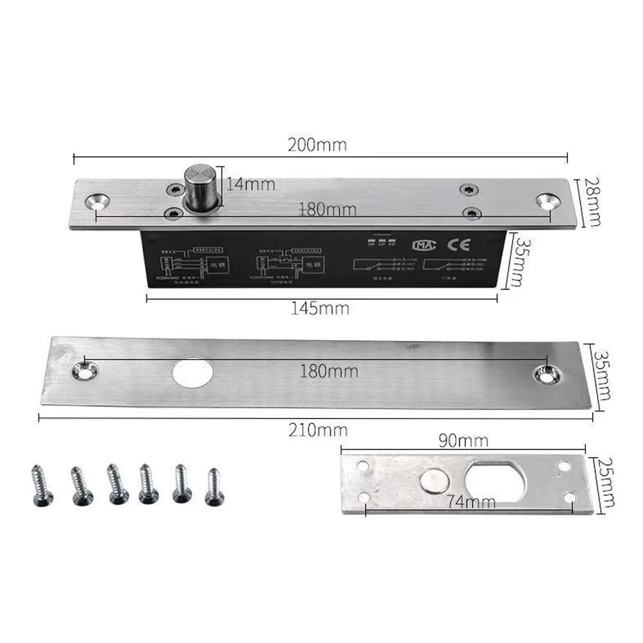 Asia-Teco Elektroschloss mit Zeitverzögerung, DC 12 V, ausfallsicher, silber, Mortise-Einsteckschloss mit NC/NO-Ausgang - Bild 1