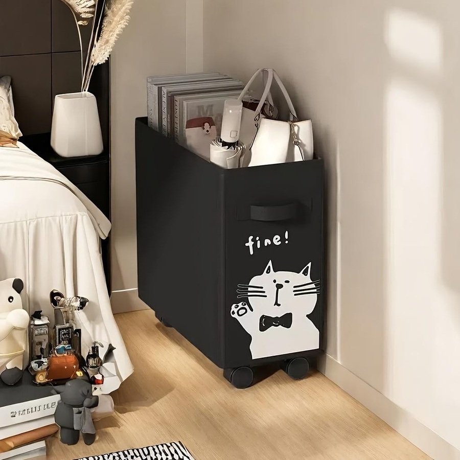HappyhomeEE Büro Umzugswagen mit Rollen als Aufbewahrung unter dem Schreibtisch in Schwarz - Bild 2