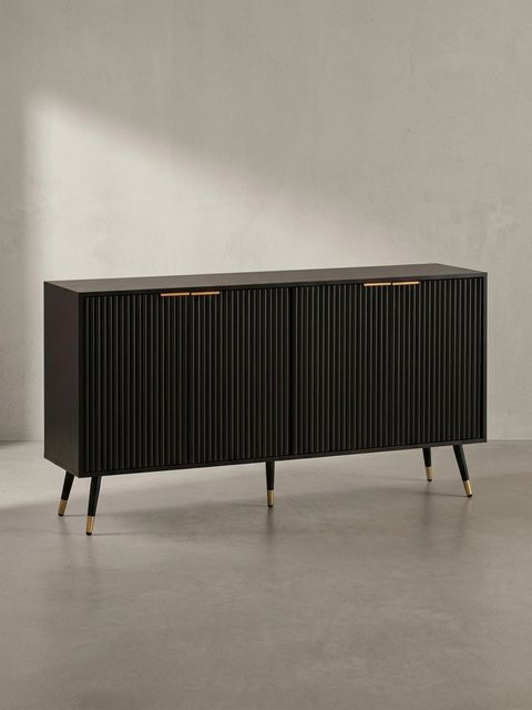 Sideboard KADIMA DESIGN in Schwarz mit Lamellenoptik, B/H/T: 150 x 81 x 39 cm - Bild 1