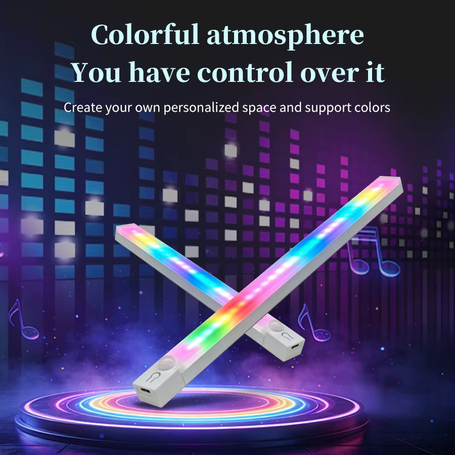 GGBEE Wiederaufladbare RGB-LED-Schranklampe mit Bewegungssensor und Magnetbefestigung, Multicolour Lichtleiste für Schlafzimmer und Wohnzimmer, Weiß - Bild 4