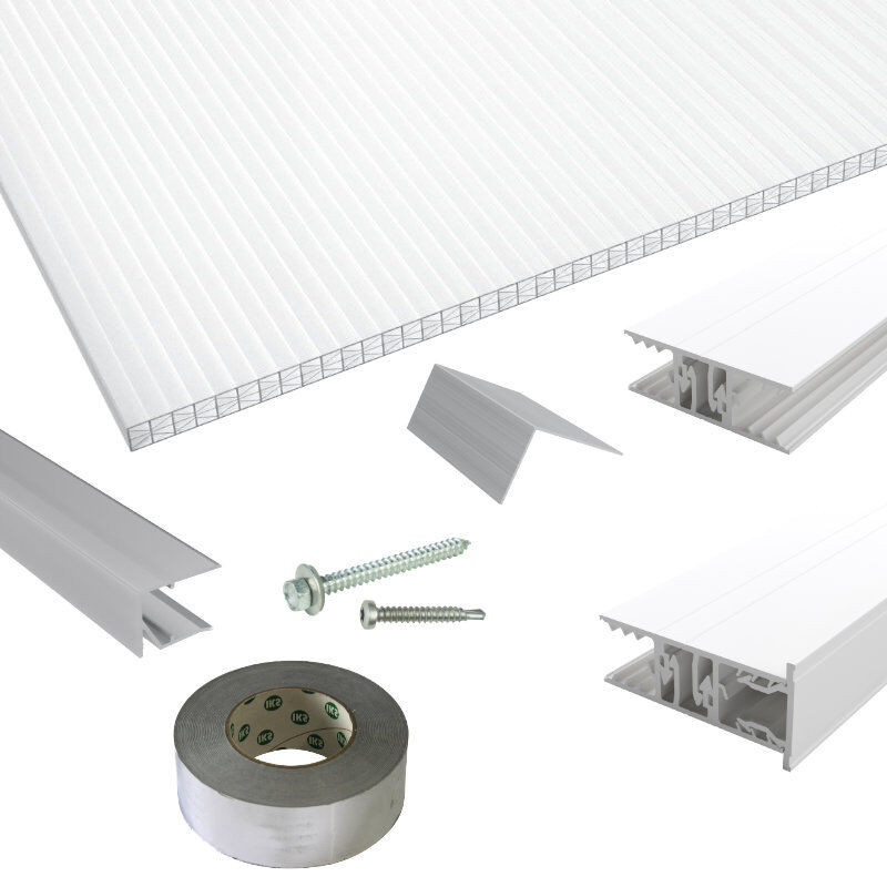Terrassendach-Set von Friedrich von Lien AG mit transparenten Polycarbonat Stegplatten, 16 mm Dicke und Zevener Sprosse Verlegeprofil - Bild 1