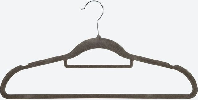 NKD Samt-Kleiderbügel 8er-Pack Grau mit rutschfester Oberfläche und Kleiderbügelstange, Breite: 45 cm, Tiefe: 24 cm - Bild 1