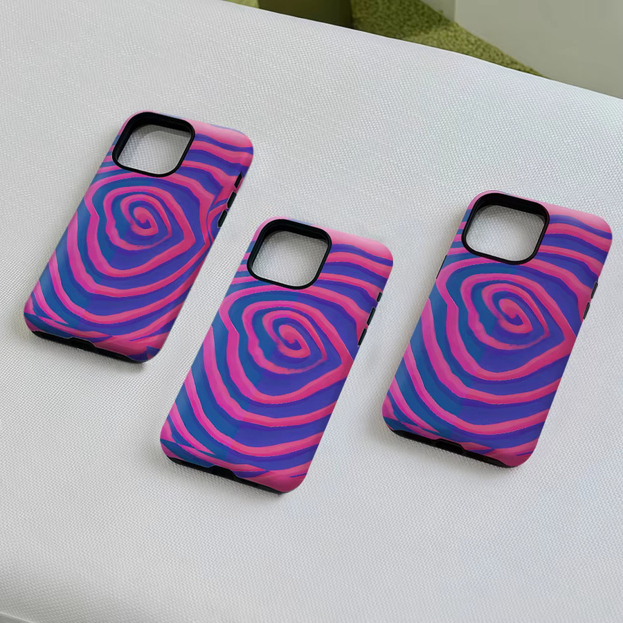 Aurea Case Matte Bumper MagSafe Schutzhülle für iPhone 13 bis 17 Pro Max in Pink Blau Wirbel-Design - Bild 4