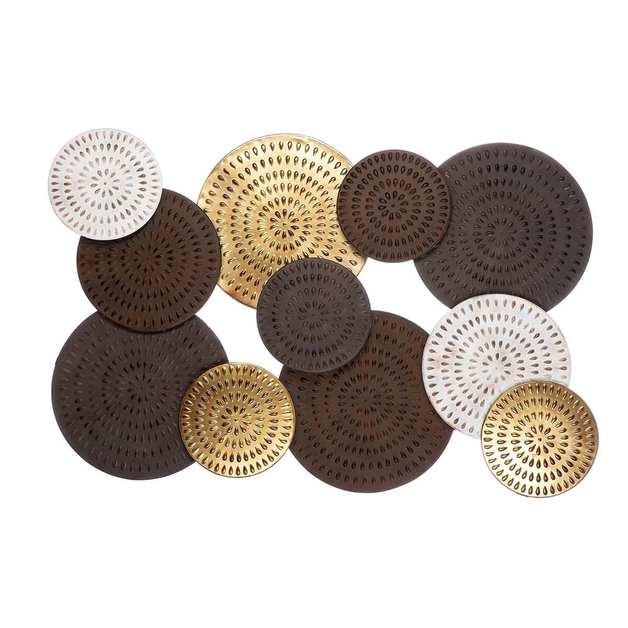 Gilde Wandrelief Tobago in Braun, Gold, Weiß und Multicolour mit floralem Design aus Metall, B/H: 108 x 69 cm - Bild 2