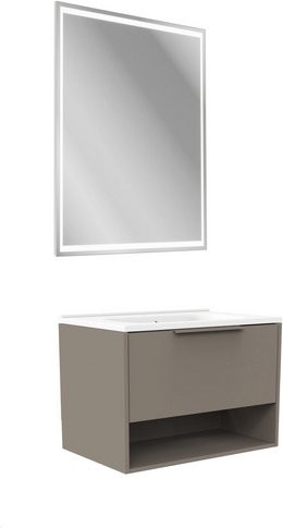 Fackelmann Badmöbel-Set B.Paris in Cubanit Grau mit Guss-Waschbecken und Spiegelelement, B/H: 70,5 x 46,5 cm - Bild 1