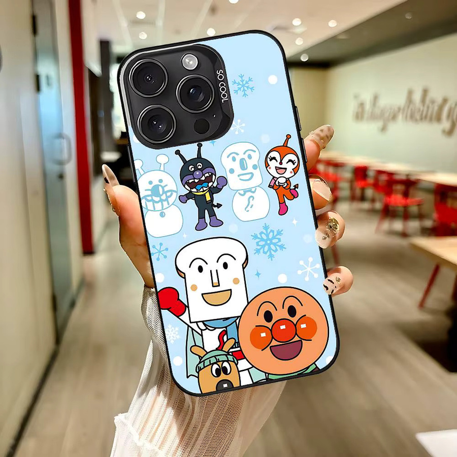 Stoßfeste Anime Handyhülle mit Anpanman Cartoon Motiv für iPhone 11 bis iPhone 17 Pro Max in Silber und Mehrfarbig - Bild 3