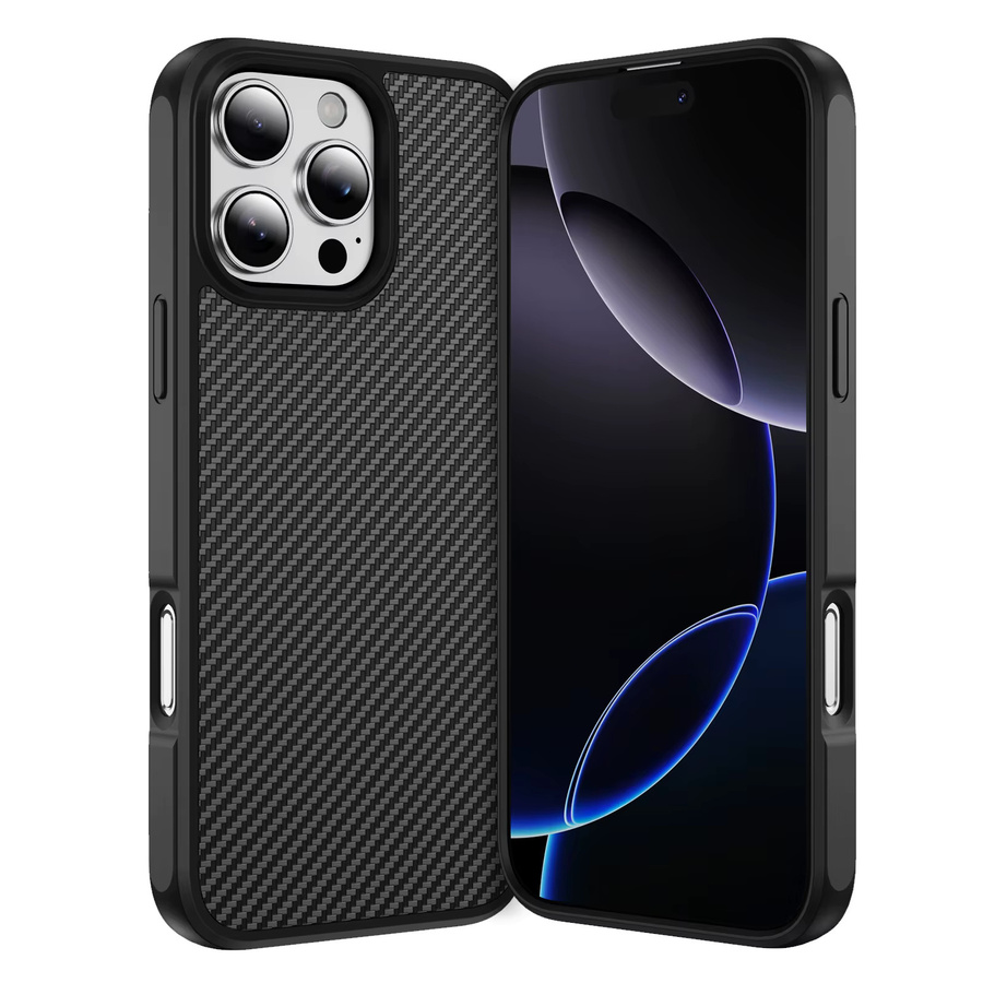 Luxuriöse Handyhülle mit Kohlefaser-Textur für Apple iPhone 17 Air 16 15 Plus 14 13 Pro Max 16E in Schwarz und Grau, matte harte Stoßstangenabdeckung aus Kunststoff - Bild 2