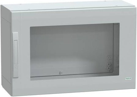Schneider Electric Polyestergehäuse bodenstehend, grau mit transparenter Tür, IP65, B: 50 cm, T: 75 cm, H: 32 cm - Bild 1