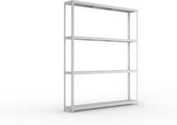 Meta Weitspannregal Speed Rack aus verzinktem Stahl in Silber mit 4 Fachebenen und Stahlpaneelen B: 297 cm, H: 250 cm, T: 40 cm - Bild 1