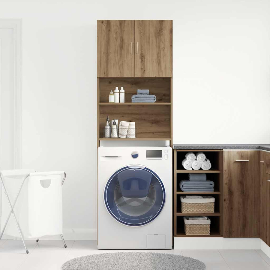 Waschmaschinenschrank VD Home Furnishing in Artisan-Eiche, Braun, B/T/H: 64 x 24 x 190 cm - Bild 2