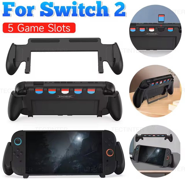 Nintendo Switch 2 Anti-Rutsch-Schutzhülle mit ergonomischem Handgriff und Ständer in Schwarz - Bild 1