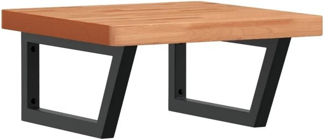 vidaXL Waschbeckenregal zur Wandmontage aus Stahl und Massivholz Buche in Schwarz und Braun - Bild 1