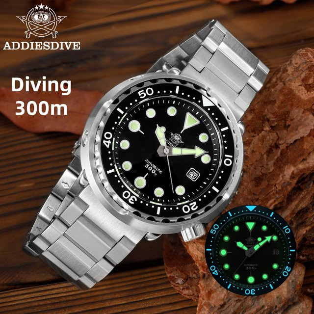 ADDIESDIVE Taucheruhr, Automatik, Edelstahl, 41 mm, Herren, Schwarz - Bild 1