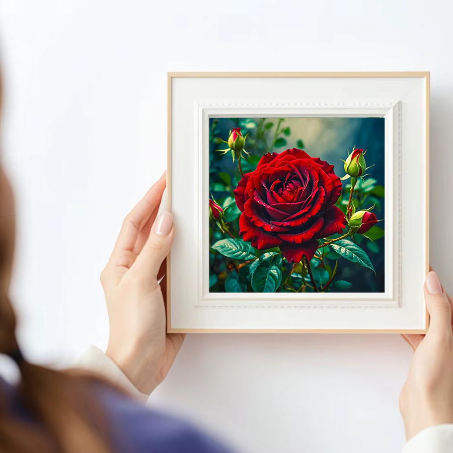 Huacan Diamantmalerei Set mit Rosen-Motiv als Floral-Mosaik mit Vollquadrat-Rundbohrern zur Heimdekoration - Bild 3