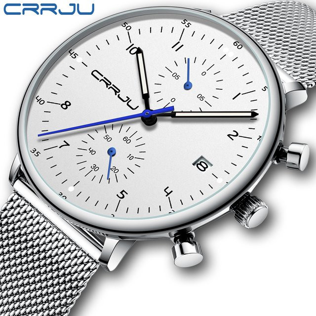 CRRJU Armbanduhr Edelstahl, Quarz, Datum, Herren - Bild 1