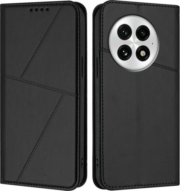 Magnetische Leder-Brieftasche für OnePlus 15 5G und OnePlus 15R als Flip-Cover Buch-Hülle in Schwarz oder Orange - Bild 1