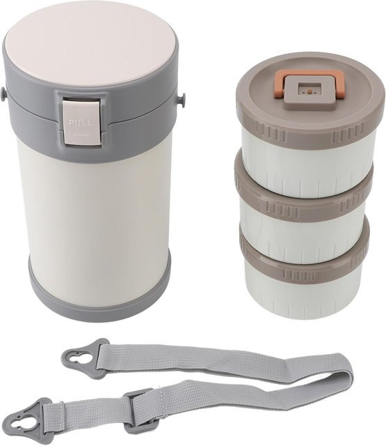 Aimo Isolierte Thermos-Lunchbox aus Edelstahl mit 3 Etagen, Mikrowellengeeignet und Auslaufsicher, 2,3 l, Weiß - Bild 1