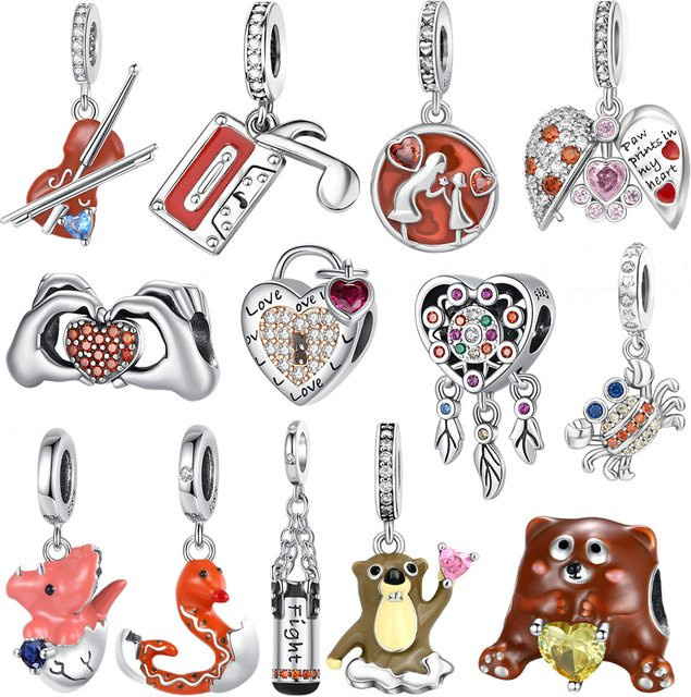 Charms Dinosaurier, 925 Silber, rosa, Damen - Bild 1