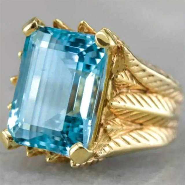 Huitan Ring, blauem Zirkonia, goldfarben, Damen - Bild 1