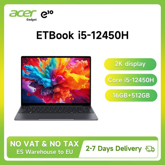 Acer Extbook E10 Laptop mit Windows 11, Intel Core i5-12450H, 16GB RAM, 512GB SSD, 14 Zoll Display mit 2160x1440 Auflösung und WiFi6 - Bild 1