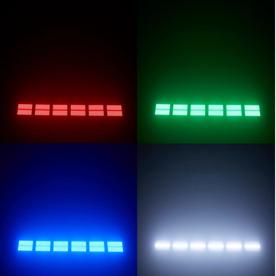 HYULIGHTS 4er Set Mini LED RGBW 4in1 Bar mit 8 Partitionen, 60W Strobe und Wash Effekt, 8000K Weiß, DMX Bühnenbeleuchtung - Bild 3
