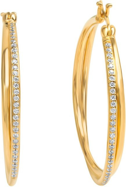Celesta Ohrringe 925 Silber, vergoldet, Zirkonia, Damen, 39 mm - Bild 1