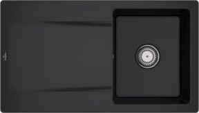 Villeroy & Boch Spüle Siluet in Pure Black aus Keramik mit Handbetätigung und Ablagegarn, Breite: 50 cm - Bild 1