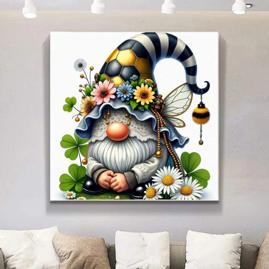 Potdemiel DIY Diamond Painting Set Floral Gänseblümchen und Zwerg in Multicolor, B/H: 20 x 20 cm - Bild 3